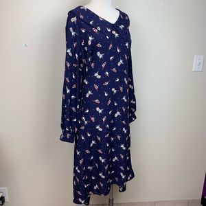 Jessy B Peter Pan Collar Bird Print Dress 3X